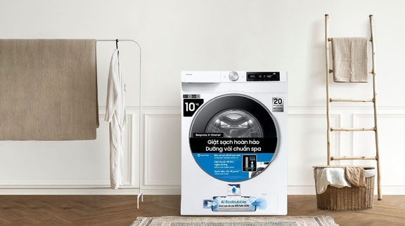 Đánh giá thực tế máy miặt Samsung inverter WW10DG6U34LESV giặt sạch sâu, tiết kiệm điện đến 70% có đáng mua?