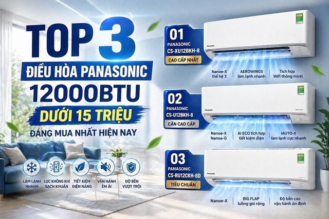 Top 3 model điều hòa Panasonic 12000btu dưới 15 triệu đáng mua nhất hiện nay