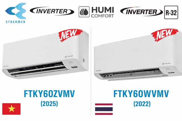 So sánh điều hòa Daikin FTKY60ZVMV và Daikin FTKY60WVMV, những cải tiến đáng giá