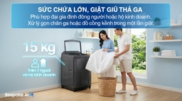 Máy giặt Samsung cửa trên WA80F15S5CSV có gì nổi bật? Khám phá AI Wash giặt sạch thông minh cho gia đình đông người