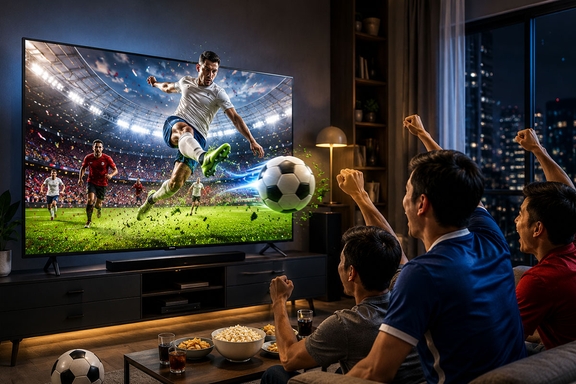Trải nghiệm xem bóng đá sống động với Football Mode trên tivi Samsung UA43U8500H mới 2026
