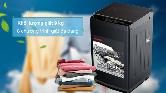 Máy Giặt Toshiba 9Kg AW-M1000FV(MK) Giải Pháp Giặt Sạch Hiệu Quả Cho Gia Đình 3–5 Người
