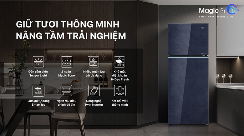 Tủ Lạnh Aqua Inverter 455 Lít AQR-TA518FA(GL)U1 Giải Pháp Bảo Quản Thực Phẩm Hiện Đại Cho Gia Đình Việt
