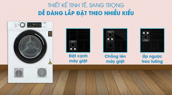 Máy sấy quần áo Aqua 7kg AQH-V700FW sử dụng linh hoạt sấy khô hoàn hảo