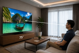 Khoảng cách xem tivi 75 inch bao nhiêu mét để an toàn cho mắt?