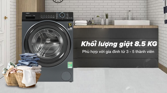 Máy Giặt Aqua Inverter 8.5Kg AQD-A852J.BK Thiết Kế Sang Trọng, Tiết Kiệm Điện Và Chăm Sóc Quần Áo Hiệu Quả
