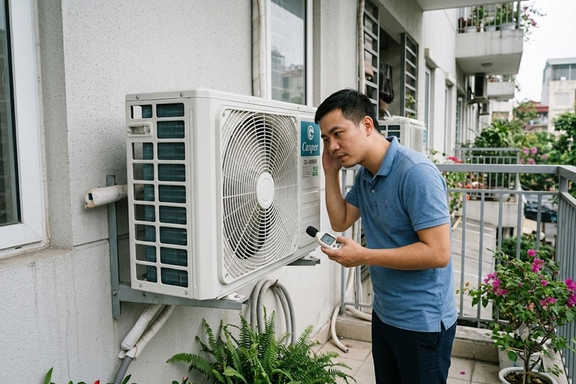 Đánh giá cục nóng của điều hòa Casper GC-09IB36 chạy có êm không, có bị ồn không?