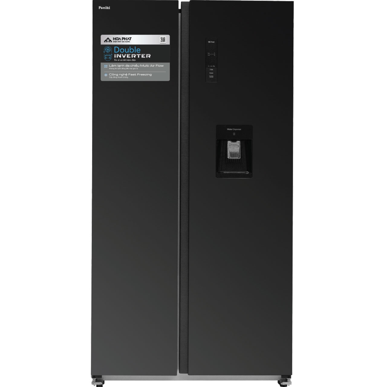Tủ lạnh Funiki HR SS8535TDG Side By Side inverter 535 lít không gian lưu trữ rộng, tiện nghi hiện đại