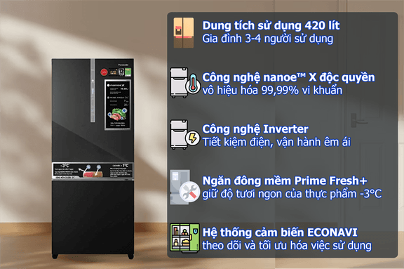 Tủ Lạnh Panasonic Inverter 420 Lít 2 Cánh NR-BX471XGKV Lựa Chọn Lý Tưởng Cho Gia Đình Hiện Đại