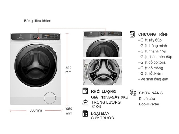 Ưu nhược điểm trên máy giặt sấy Electrolux 13kg EWW1343R7WC