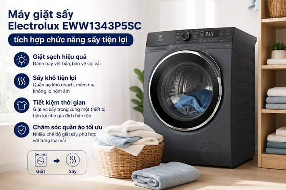 Máy giặt sấy Electrolux giá rẻ EWW1343P5SC có gì vượt trội hơn model trước