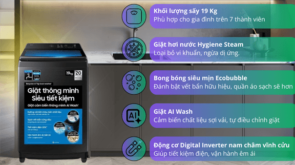 Những tính năng thông minh trên máy giặt Samsung giá rẻ WA80F19B9BSV