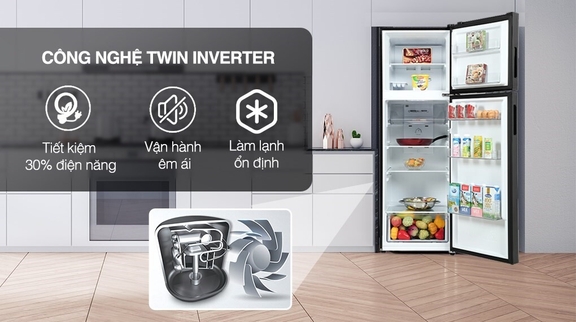 Tủ lạnh Aqua AQR-T299FA(SL) inverter 283 lít Twin Inverter tiết kiệm điện