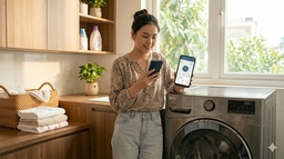 Hướng dẫn cách kết nối điện thoại với máy giặt LG cửa trên FX1414S3KA