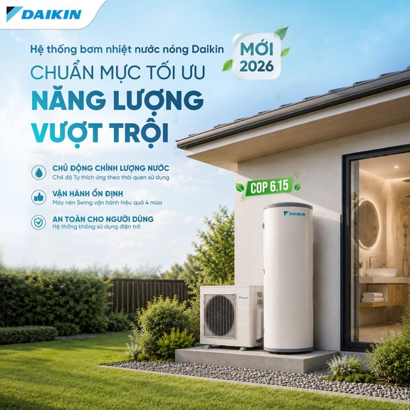 Máy nước nóng bơm nhiệt heat pump Daikin lắp gần phòng ngủ có ồn không?