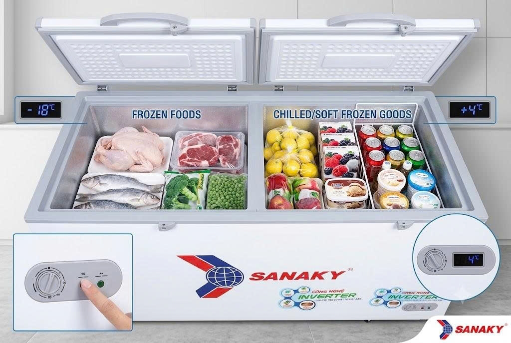Hướng dẫn điều chỉnh nhiệt độ cho tủ đông Sanaky VH-8699HY3 theo từng loại thực phẩm