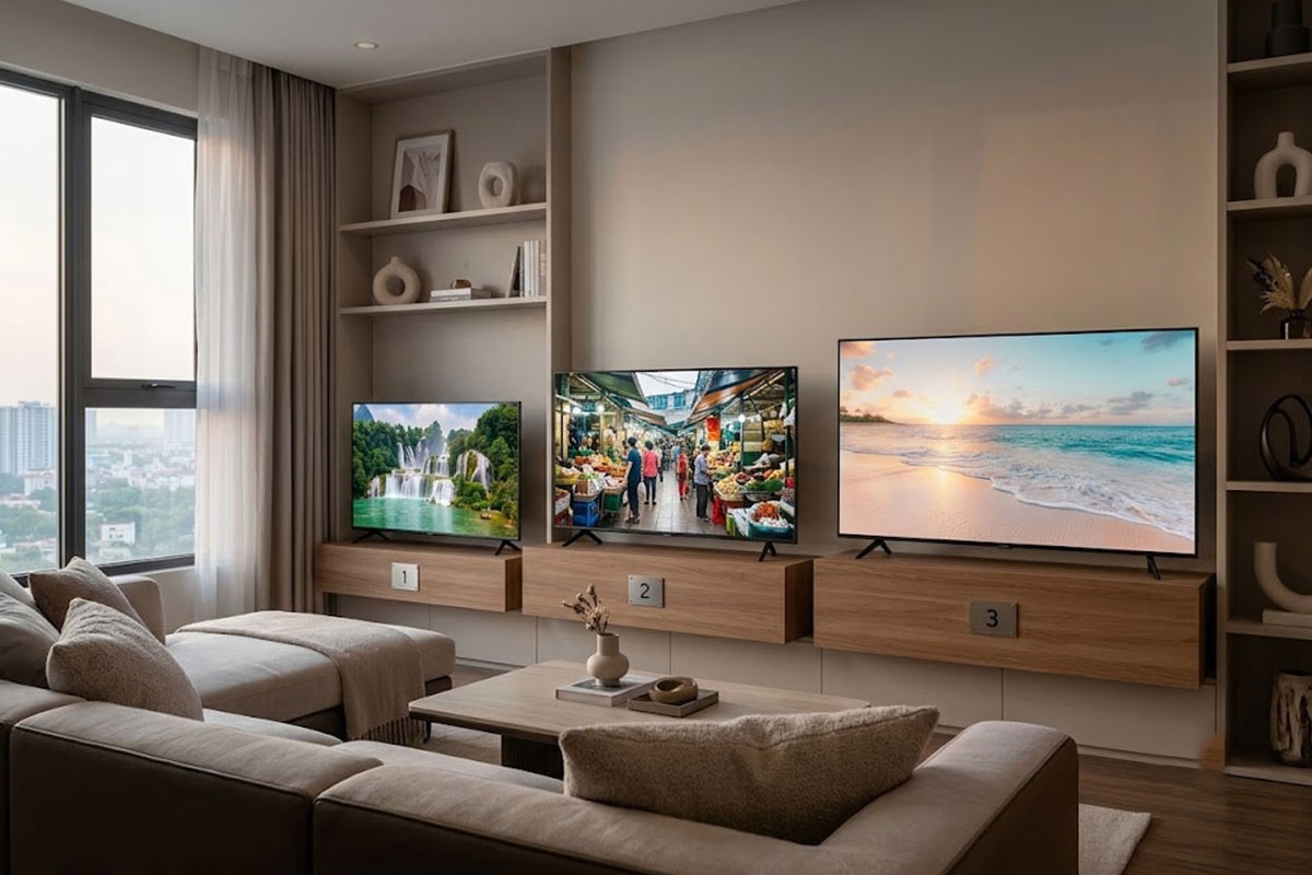 Diện tích phòng khách nhỏ: Xem ngay top 3 tivi Samsung 43 inch, 50 inch và 55 inch tối ưu nhất