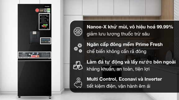 Tủ lạnh Panasonic NR-BV331GPKV Inverter 300 lít thiết kế hiện đại, bảo quản thực phẩm tiện lợi