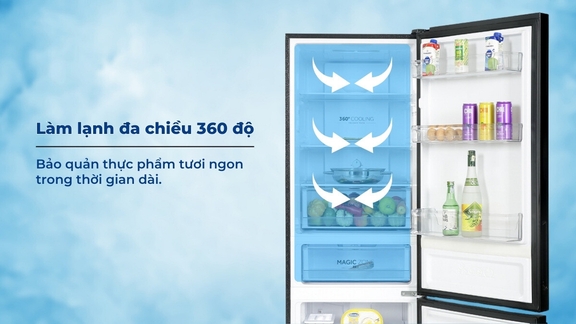 Tủ lạnh Aqua AQR-B390MA(SLB) inverter 324 lít thiết kế sang trọng, bảo quản thực phẩm tươi ngon
