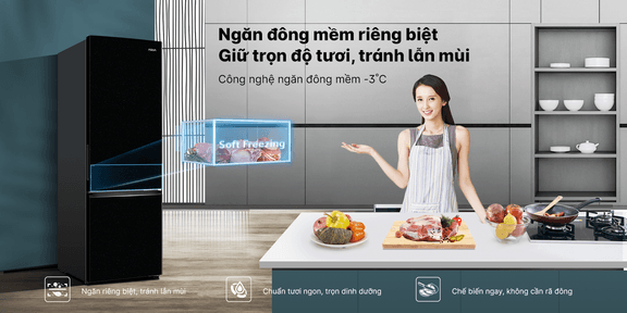 Tủ lạnh Aqua AQR-B310MA(FB) inverter 260 lít thiết kế ngăn đá dưới, bảo quản thực phẩm tiện lợi