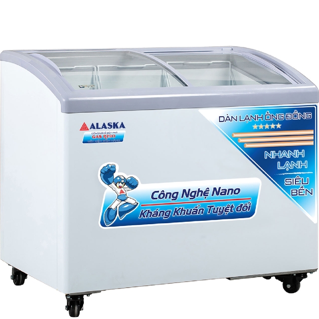 Tủ Đông Alaska Mặt Kính Cong KC-210C 1 Ngăn 210 Lít