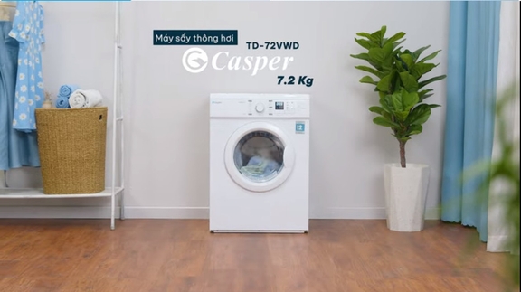 Ưu điểm hữu ích và những điểm nổi bật của dòng máy sấy quần áo Casper thông hơi TD-72VWD