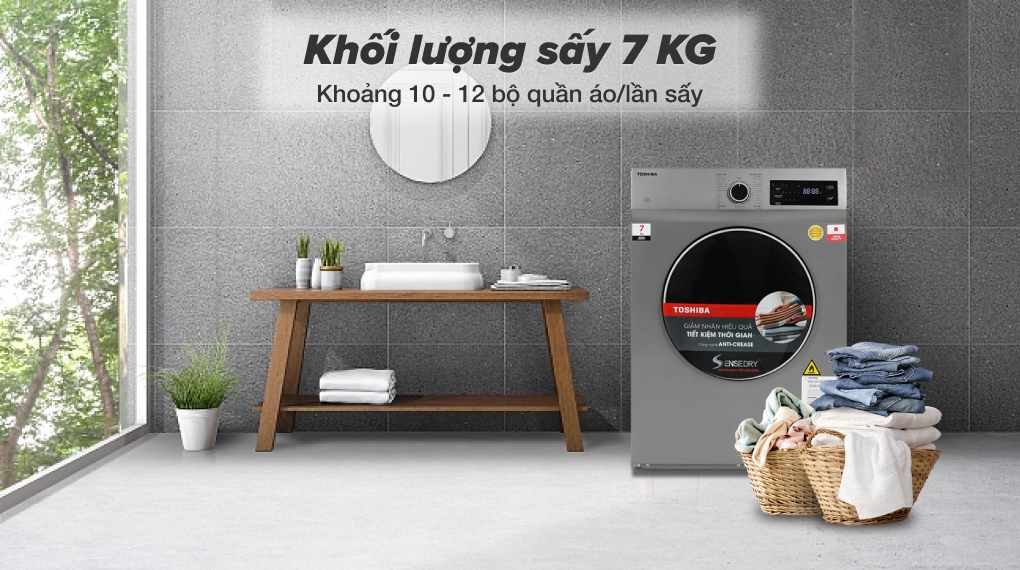 Sấy khô quần áo nhanh chóng với máy sấy quần áo Toshiba TD-H80SEV(SK)