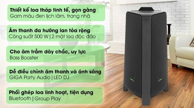 Điểm qua tính năng nổi bật làm lên tên tuổi của loa tháp Samsung MX-T50/XV