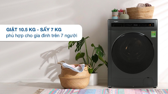 Đánh giá chất lượng máy giặt sấy Whirlpool WWEB10702FG có tốt không?