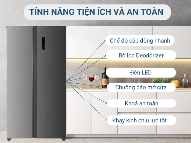 Tủ lạnh Sharp inverter SJ-SBX440V-SL lý tưởng cho gia đình dưới 5 người