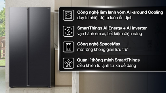 Tủ lạnh Samsung RS70F65Q3FSV 655 lít lý tưởng cho gia đình trên 5 người