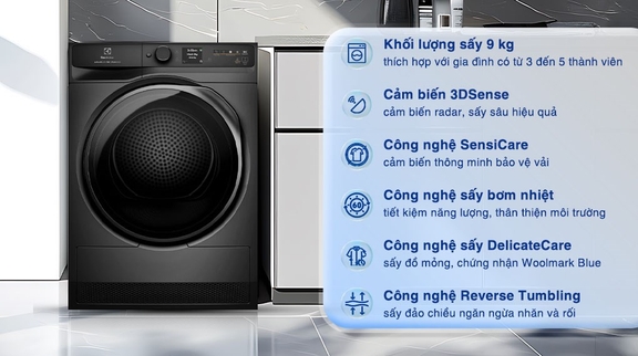 TOP 3 chiếc máy sấy quần áo bơm nhiệt được người tiêu dùng đánh giá cao, giá thành hợp lý