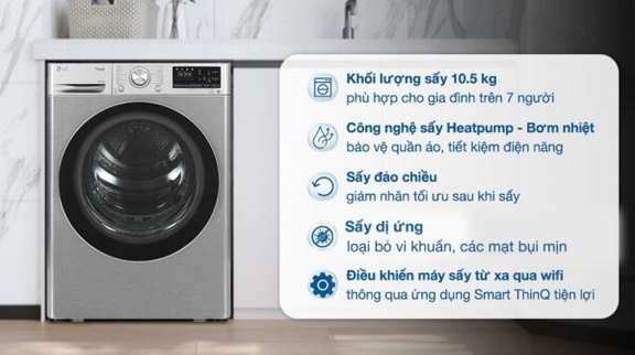 Trải nghiệm mọi tiện ích và công nghệ hiện đại trong máy sấy quần áo LG DVHP50P với mức giá hợp lý