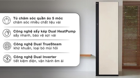 Sang trọng và tinh tế hơn cùng với chiếc tủ chăm sóc quần áo LG 5 móc SC5MBR80H