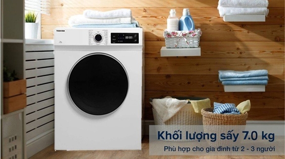 Máy sấy quần áo Toshiba 7Kg TD-H80SEV(WK) dòng máy sấy cơ bản được lựa chọn nhiều
