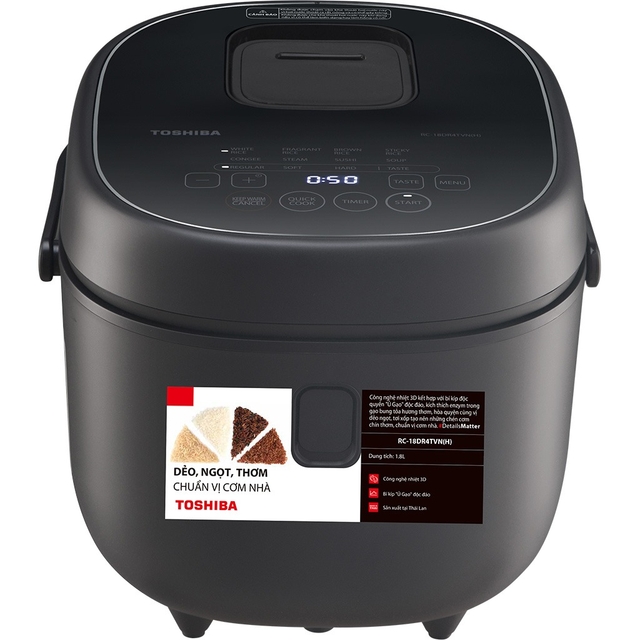 Nồi cơm điện tử Toshiba RC-18DR4TVN(H) 1.8 Lít hiện đại, tiện lợi và cơm ngon chuẩn vị mỗi ngày