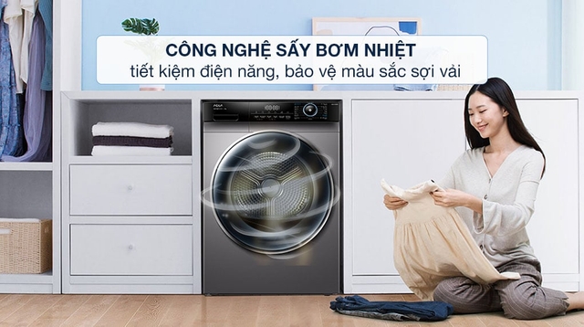 Máy sấy quần áo Aqua inverter 10Kg AQH-H1000H.PS giải pháp sấy khô thông minh, tiết kiệm cho mọi gia đình