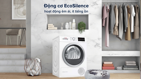 Máy sấy quần áo Bosch 9kg WTW85400SG Series 6 hiệu suất sấy khô vượt trội bảo vệ quần áo tối ưu