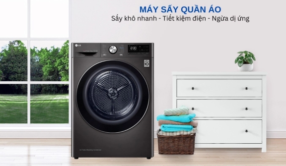 Máy sấy quần áo LG Inverter 9Kg DVHP09B – Giải pháp sấy khô tiết kiệm điện, bảo vệ quần áo tối ưu