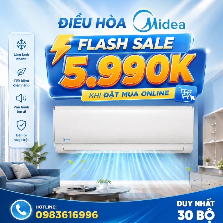 Điều Hòa Midea Inverter 9000Btu 2 Chiều MSAFBU-10HRDN8
