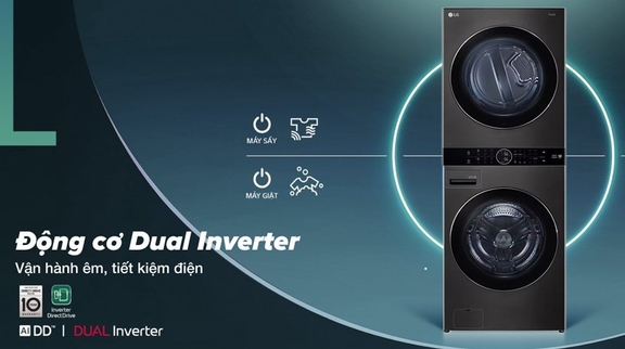 Các công nghệ hiện đại của tháp giặt sấy LG thông minh WT1410NHB
