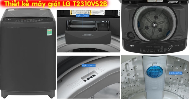 Giặt 3 luồng thông minh – sạch sâu, bảo vệ sợi vải với máy giặt LG 10kg T2310VS2B