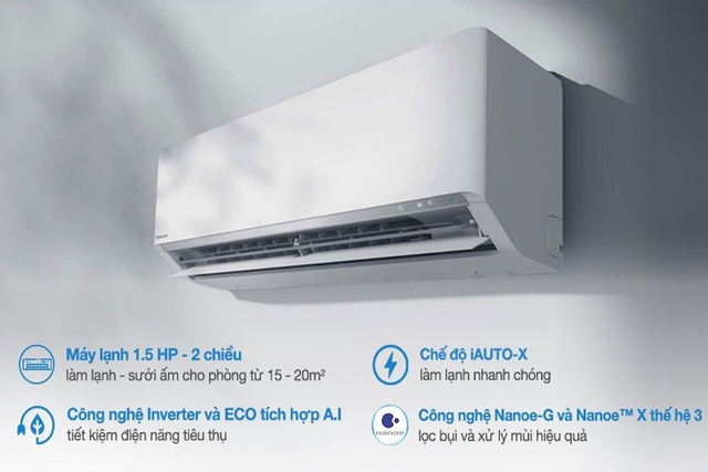 Điều hòa Panasonic 2 chiều CS-XZ12BKH-8, sử dụng thoải mái quanh năm chẳng lo tốn điện