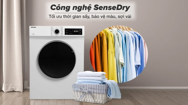 Lựa chọn máy sấy quần áo Toshiba thông hơi TD-H80SEV(WK) sấy khô thông minh nhanh chóng