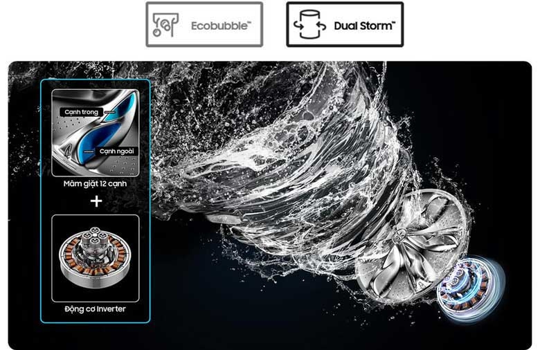 Máy giặt Samsung 17kg WA17CG6886BVSV – Dung tích lớn, tiết kiệm điện nước cho gia đình đông người