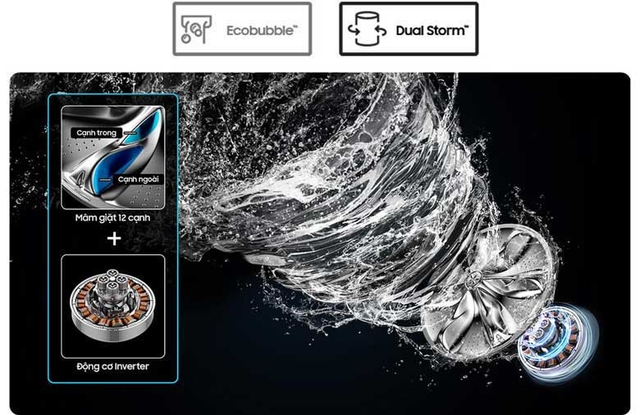 Máy giặt Samsung 17kg WA17CG6886BVSV – Dung tích lớn, tiết kiệm điện nước cho gia đình đông người