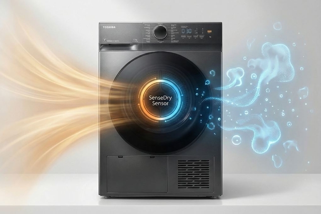 Máy sấy quần áo Toshiba 8kg TD-T21B90HWV(MG) nhỏ nhưng có võ