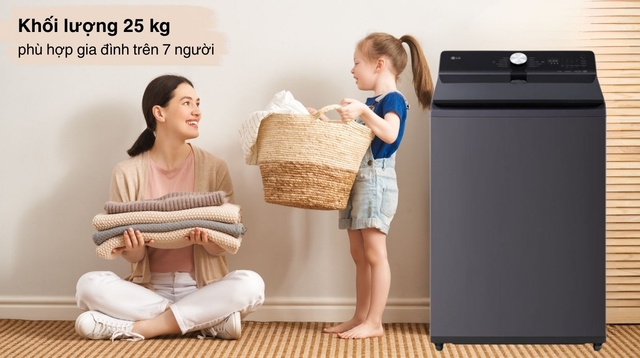 Đánh giá máy giặt LG cửa trên T2725SX5G 25kg qua công nghệ AI DD, TurboWash3D và 6 Motion™