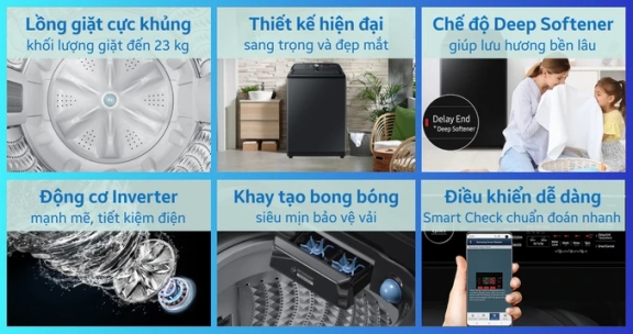 5 lý do nên chọn máy giặt Samsung lồng đứng 12kg WA12CG5745BV/SV thay vì các dòng cùng tầm giá