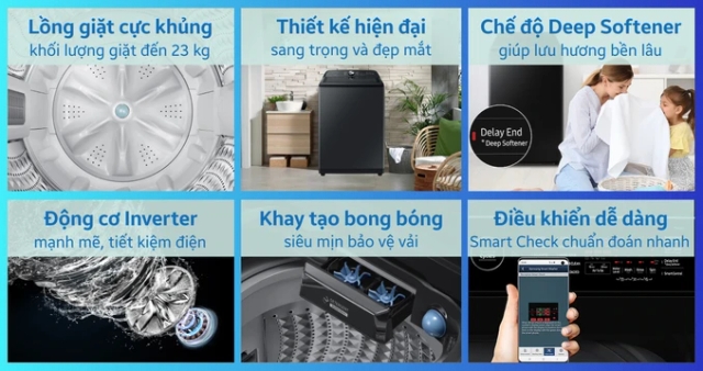 5 lý do nên chọn máy giặt Samsung lồng đứng 12kg WA12CG5745BV/SV thay vì các dòng cùng tầm giá